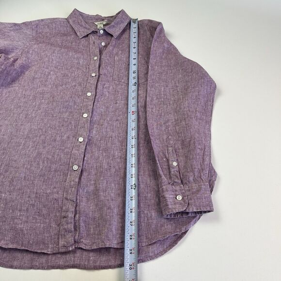 LL Bean Washable Linen Tunic Shirt L Button Up Coastal Grandma Resort Classic - Picture 7 of 9
